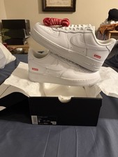 Size 9- Nike Air Force 1 x Supreme Low Box Logo - White picture