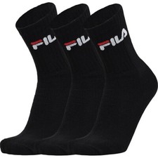 FILA Cushioned Athletic Crew Socks Black 3-Pair Shoe Men SZ 6-12 Sock Size 10-13 picture