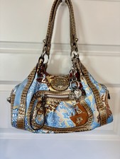 Y2K Kathy VanZeeland Floral & Faux Snakeskin bag + Charm Keychain New Cond picture