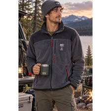 Vintage REI Staff Fleece Jacket Mens Medium Gray Black Full Zip Made in USA picture