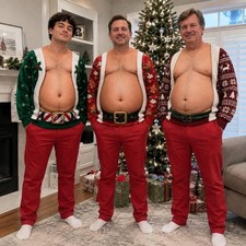 HOT NEW Men's Funny Santa Belly Sweatshirt Christmas Ugly Sweater Holiday Gag picture