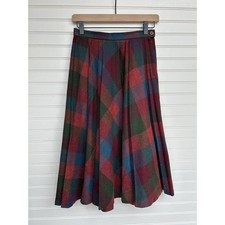 Vintage 70s Patty Woodard Plaid 100% Wool Pleated Midi Skirt picture