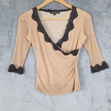 Vintage Ann Ferriday Y2K Wrap Top Womens Medium Whimsigoth Lace Mesh Fairy Gauze picture