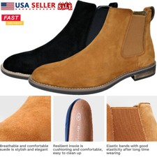 Men's Slip On Chelsea Boots Ankle Boots Suede Leather Chukka Dress Desert Shoes picture