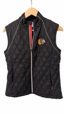 Chicago Blackhawks Women's Quilted Puffer Vest Black Full Zip Medium picture