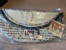 Brighton Love Story Belt Bag Fanny Pack Crossbody Multi Corduroy Heart Charm NWT picture