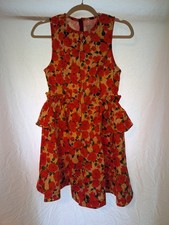 Kika Vargas Gabriela Mini Dress Red Rose Floral Cotton NWT Sz S picture