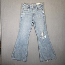 New American Eagle Jeans Womens 12 High Rise Flare Distressed Stretch Raw Hem picture