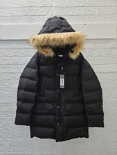New Spier & Mackay Wool Men's Black Classic Parka Fur Hoodie Sz L 42 picture