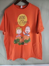 Vintage Peanuts The Great Pumpkin Charlie Adult 2XL Orange Short Sleeve  picture