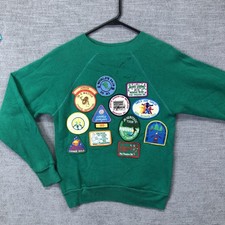 Vintage Pannill Sweatshirt Girls 18-20 Green Girl Scouts Muppet Babies 80s 90s picture