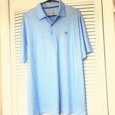 NWT Callaway Opti Dri Men’s Large Golf Polo Shirt Blue Check Polyester Spandex picture