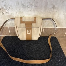 Vintage 70 80s Fendi Zucchino Crossbody Shoulder Bag Leather Canvas  picture