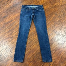Levis 524 Jeans Womens 7 Skinny Low Rise Stretch Denim Too Superlow Dark 28x31 picture