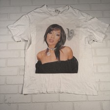 Vintage Y2K Brandy Full Moon 2002 R&B Album Cover Rap Tee Shirt Size Large White picture