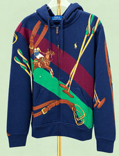 Polo Ralph Lauren Men’s Blue Full Zip Hooded Fleece Equestrian Graphic S picture