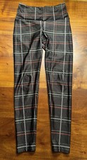 goldsheep Women’s black Windowpane Pull On Crop Leggings Sz Small picture