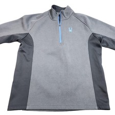 Spyder Pullover Mens XL Gray Fleece 1/4 Zip Long Sleeve Ski Thermal Top picture