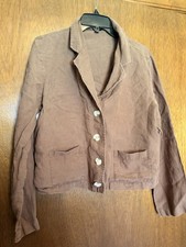 Vintage 70s/80s WilliWear Brown Linen Button Jacket Collared Pockets Women's S picture