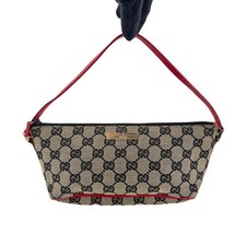 GUCCI GG Canvas Accessory Pouch Mini Bag Beige Black Red 07198 Vintage Auth picture