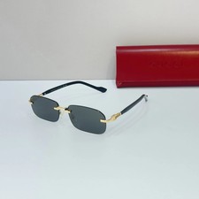 Gucci GG1221S 001 Sunglasses Gold Black Rimless Gray Lens Italy Made picture