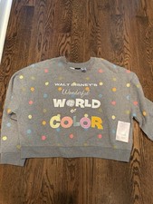 NWT Walt Disney World Of Disney World Of Color Grey Polka Dot Sweatshirt Sz L picture