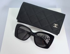 Chanel CH5422 53mm Square Sunglasses in Black w. Polarized Gray Lens Crystal Arm picture