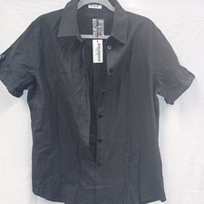Zeagoo Button Up Cotton Large Black 3/4 Sleeve Ladies Blouse picture