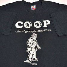 Vintage 90s Twin Peaks COOP Graphic Tee Black XL Made in USA Protest TV Cancel picture