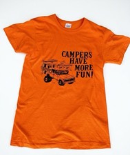 Vintage 70s Stedman Sport T Campers Have More Fun Orange Single Stitch USA Sz M  picture