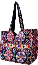 Handmade Embroidered Tote Bag Women Gujarati Kutch Mirror Work picture