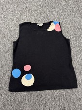 Designers Originals Sweater Women Large Black Colorful Polka Dot Vest picture