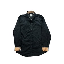 Burberry London England Mens Black Cotton TB Monogram Nova Check Shirt Small picture