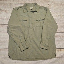 L.L.Bean Men's XL Regular Green Cotton Long Sleeve Utility Button Shirt picture