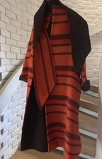 VTG Pauline Trigere Reversible Swing Blanket Wool Coat w/Scarf S/M picture