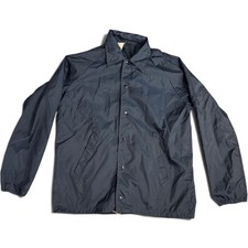 Vintage The Warm-Up Navy Blue Coaches Jacket 1970s Nylon Windbreaker Mens Medium picture