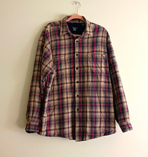 Vintage World Island Outdoors Fleece Lined Plaid Flannel Shirt Jacket Mens L picture