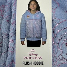 Disney Princess Girls Blue Plush Sherpa Lined Hoodie Warm Cozy Zip-Up Size 6 NWT picture