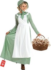 Women`s Betsy Ross Costume Colonial Prairie Pioneer Patriot Dress +  Bonnet picture