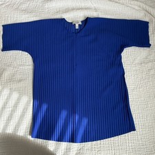 COS Pleated half-zip top bright Blue Relaxed Short Sleeve XS picture
