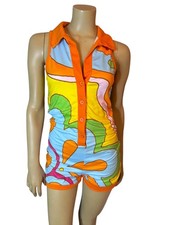 Psychedelic Groovy 60s 70s inspired Stretchy Retro Mod Romper Brady Bunch picture
