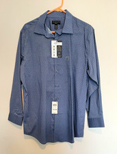 Alfani ALFATECH Slim Fit Blue Geometric Stretch Dress Shirt 16-16 1/2 32/33 picture