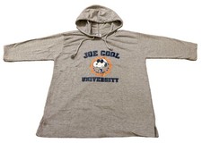 VTG Peanuts Joe Cool University Hooded 3/4 Sleeve Shirt Grey Pull Over Schulz L picture