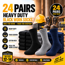  24 Pairs Men’s Heavy Duty Work Socks UK Big Foot 12-14 picture