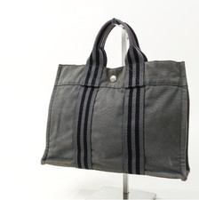 HERMES Fourre Tout PM Canvas Tote Bag Handbag Grey Vintage Y2K W30cm Pre-owned picture
