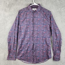 Express Mens Medium 15-15.5 Paisley Print X-Slim Fit Long Sleeve Shirt Cotton picture