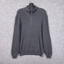 Daniel Bishop Sweater XL Chalkboard Heather Grey Cotton Waffle Knit Quarter Zip picture