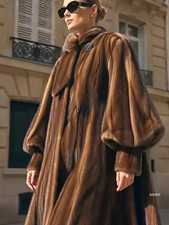 Ultra-Rare Custom HUGE Sweep Mink Fur Coat - Scallop Hem Lantern Sleeve Vintage picture