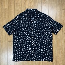 AllSaints Novar Shirt Men L Black Relaxed Fit Camp Loop Collar Button-up SS picture