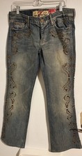 Vintage 7 For All Mankind Great China Wall Jeans Size 32 Studded Embellished Y2K picture